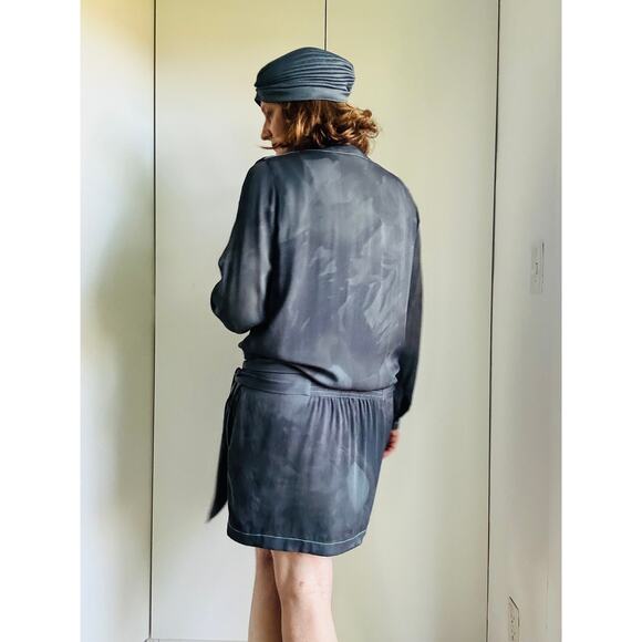 Diane Von Furstenberg Silk Y2K Does 40s Dress Mini Grey Tie Dye Print - Picture 5 of 10